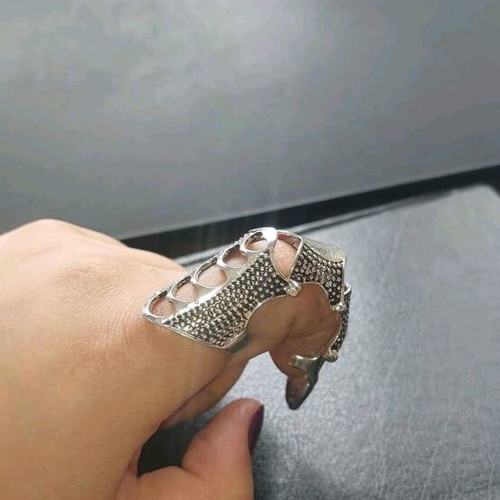Alloy metal full finger rings new, gray and beige