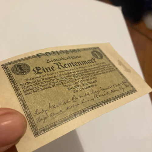 German Weimar 1 Rentenmark 1923 banknote like new