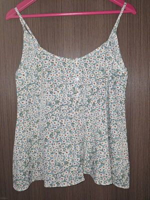 Funky Buddha blouse with straps like new, white and turquoise, size M
