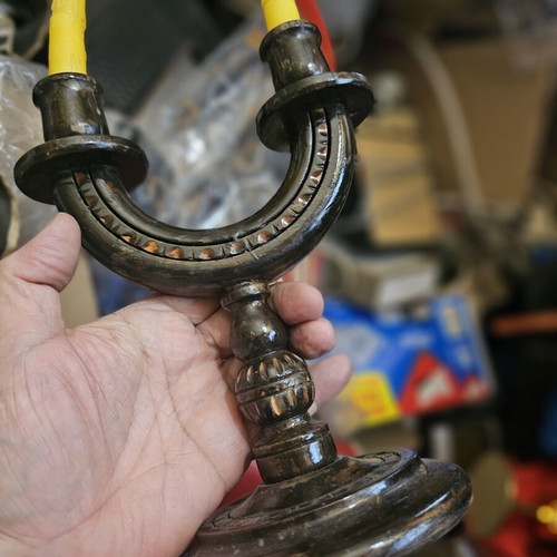 Vintage handmade wooden candlestick