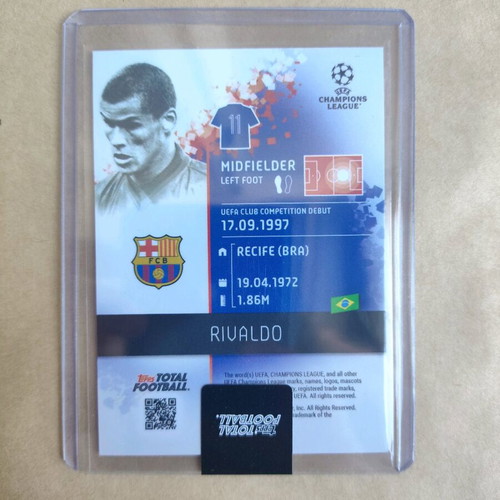 Topps Total Football Rivaldo/99 Barcelona card new with number 99