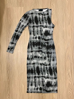 Asos midi dress with one shoulder, like new, gray and black, size 36
