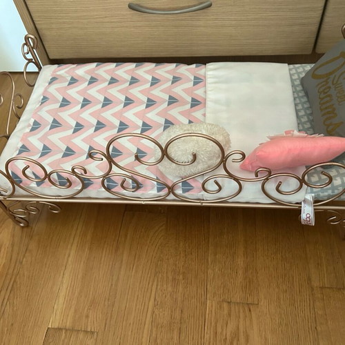 Our Generation metal doll bed like new with mattress and pillows