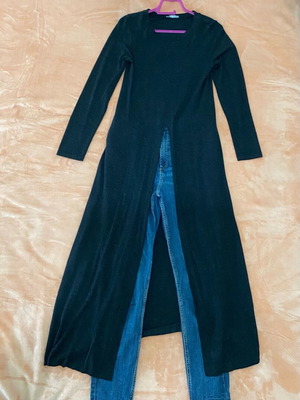 Long cotton blouse dress like new, black and gray