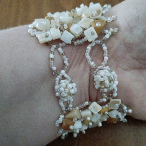 Handmade Boho bracelet with square beads in mother of pearl style like new