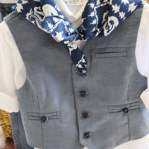 Bambolino baptism set shirt, vest, scarf, pants size 18-24 months new