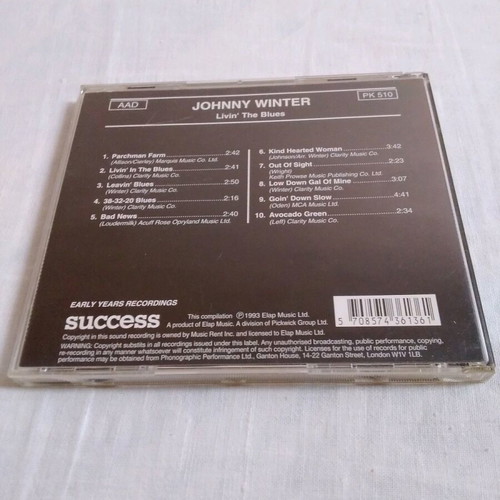 Johnny Winter Livin' The Blues CD like new