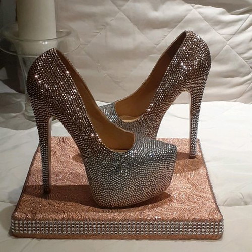 Heels with rhinestones ombre new, handmade design, size 37