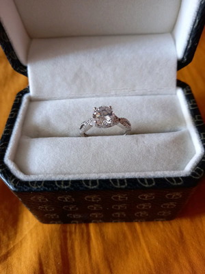 Sterling Silver 925 Platinum-Plated Solitaire Ring Galerie Tsangarakis