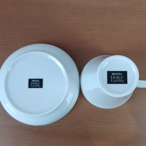 Nespresso Dolce Gusto porcelain coffee cup and saucer set Lungo like new