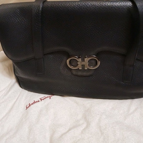 Leather vintage shoulder bag Salvatore Ferragamo used, black