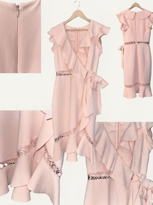 Midi dress pink with ruffles True Decadence new, size M