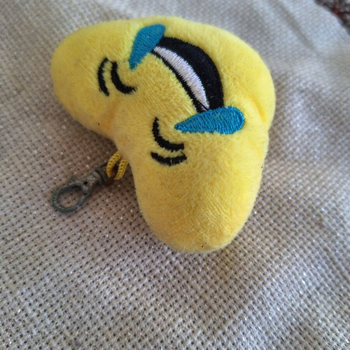 Heart Laughing Crying 3D Keychain like new, yellow fabric