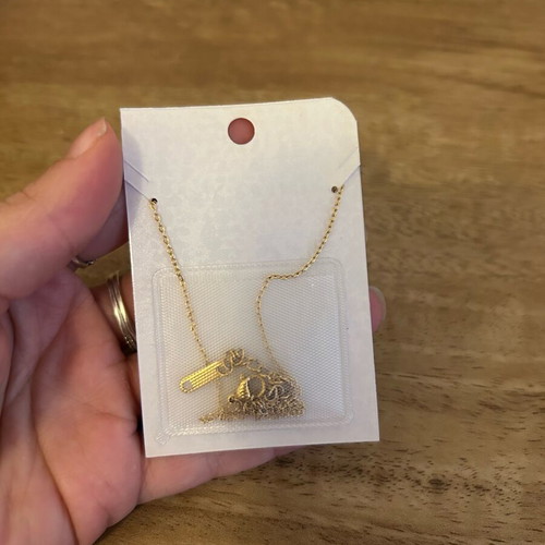Necklace eye stainless steel new, turquoise and gold