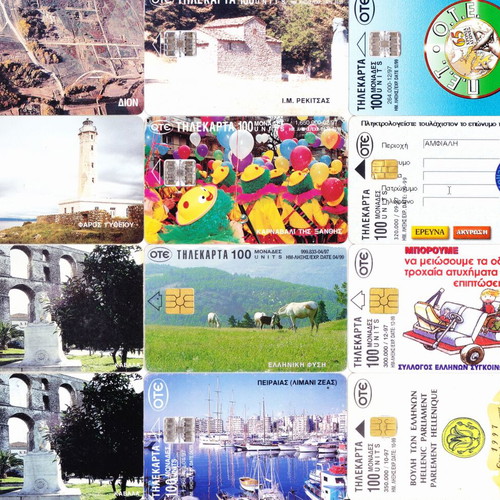 Greek phone cards used, set of 48 from 1994-1998