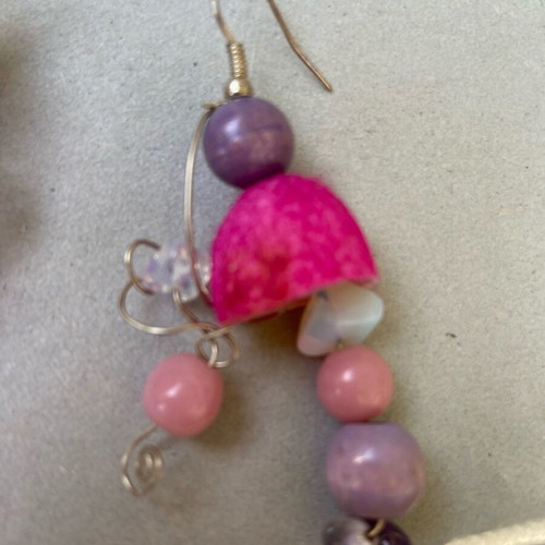 Handmade earrings new with cocoon and semi-precious stones
