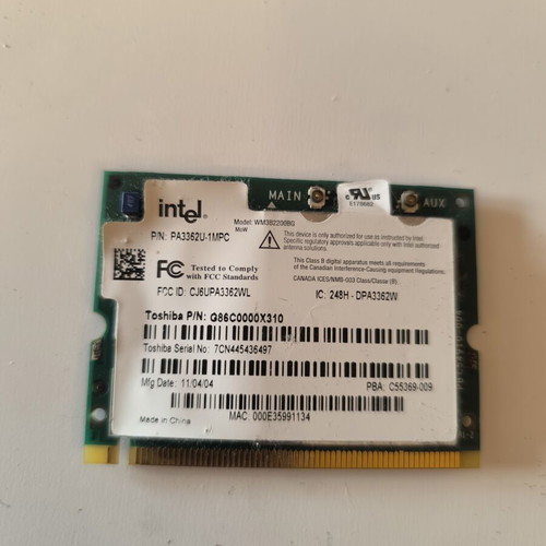Intel PRO/Wireless 2200BG Mini PCI Wi-Fi Card like new