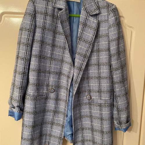 Checked oversized blazer Stradivarius like new, blue, XS