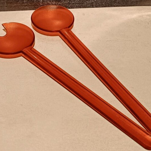 Serving spoons like new, 2 pieces, red plastic