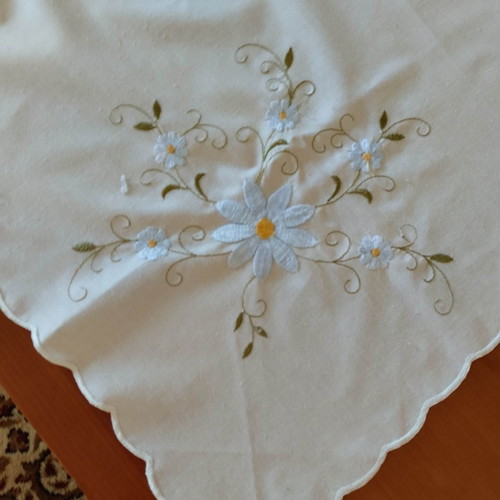 Spring embroidered and crocheted lace table linens pack of three used