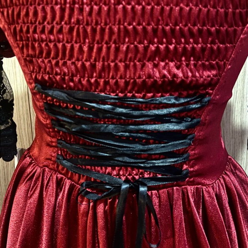 Punkrave Gothic Victorian ruby satin dress