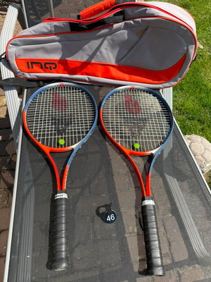 Tennis rackets refurbished, set of 2, red white blue, grip L3