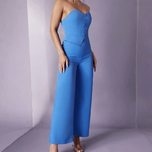 Women's strapless jumpsuit light blue size S like new