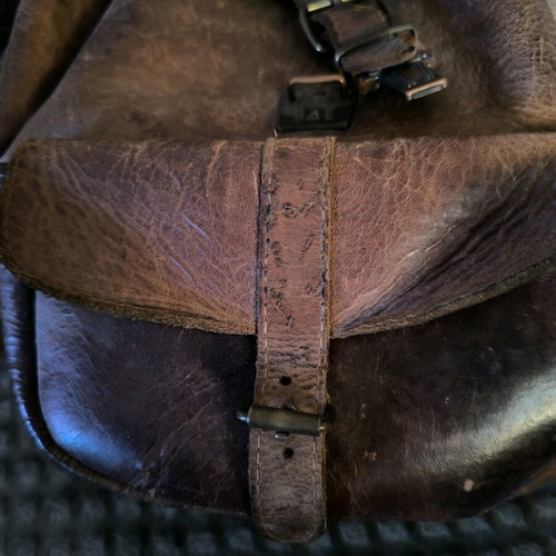 Leather shoulder bag large used brown
