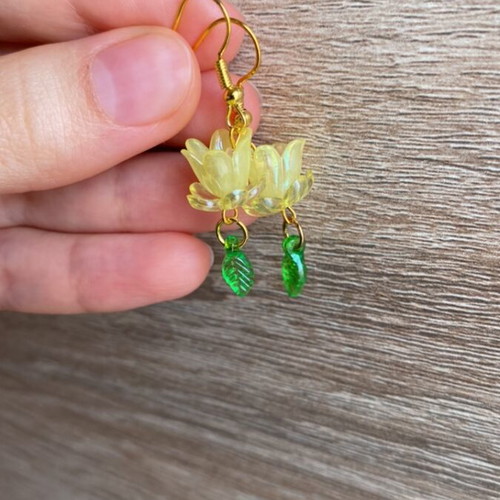 Handmade yellow earrings inspired by Barbie Fairytopia