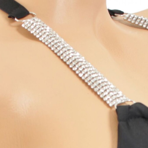 Black bikini swimsuit new with triangle bra and decorative jewelry