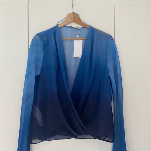 Mango blouse new, size XS, semi-transparent blue-turquoise