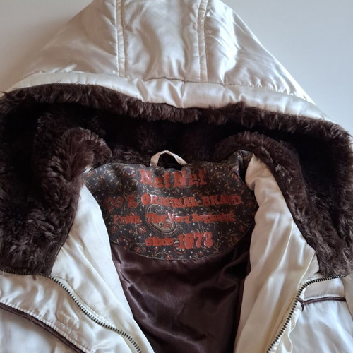 Naf Naf white winter jacket used, size M, short with hood