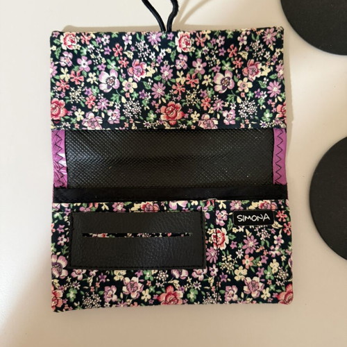 Simona handmade tobacco pouch floral design like new