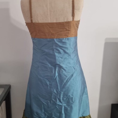 Anna Riska silk dress and jacket like new, turquoise and gold