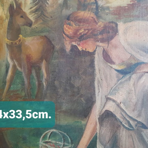 Old painting, dimensions 44×33.5 cm, antique