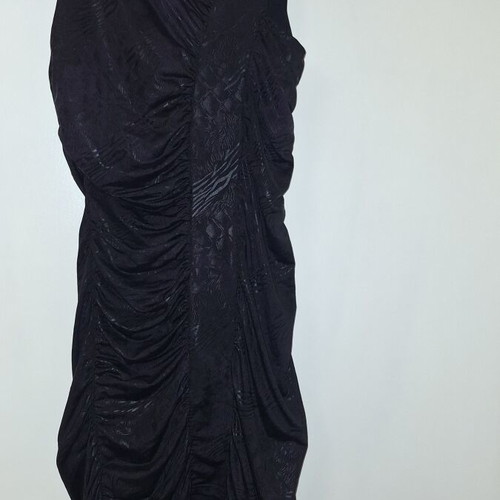 Evening dress like new, dark purple with black leather details, size S