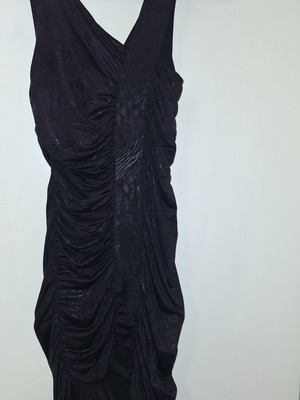 Evening dress like new, dark purple with black leather details, size S