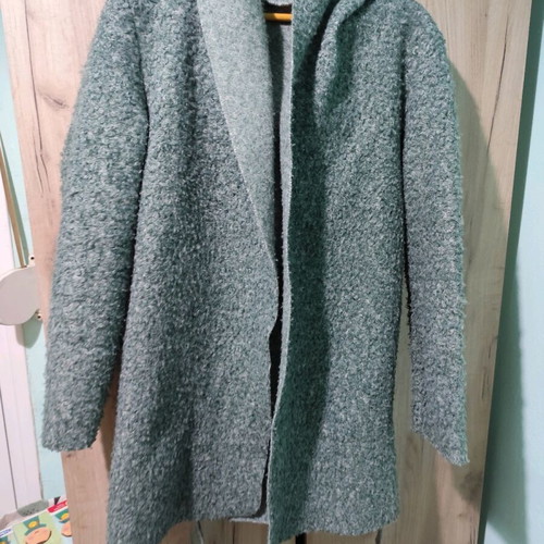 Bouclé coat used turquoise XXL