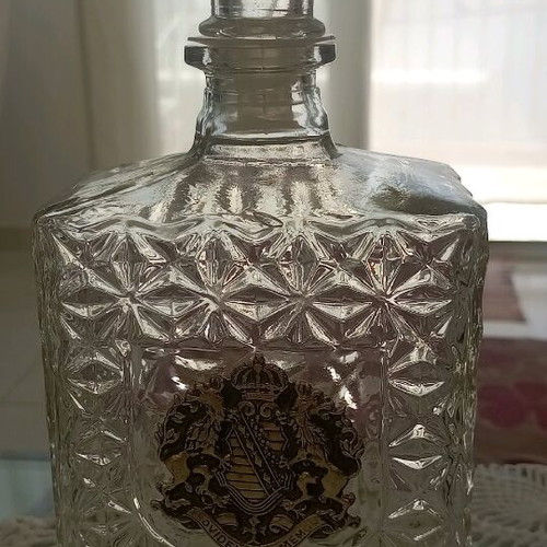 Vintage glass bottle Providentiae Memor new, Italy 1960/70