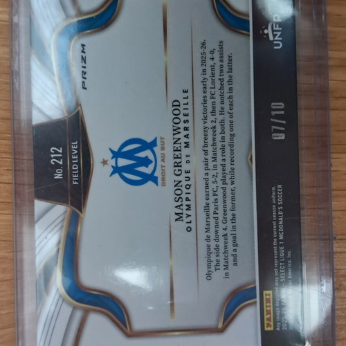 2025-2026 Select Ligue 1 Gold Prizm Mason Greenwood Card 7/10