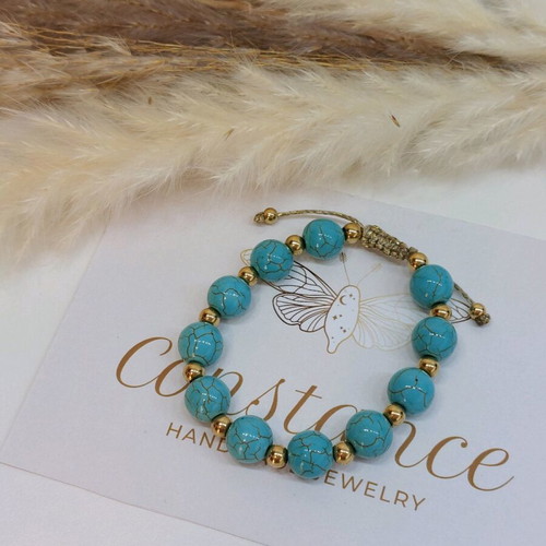 Bracelet with semi-precious howlite stones and steel new