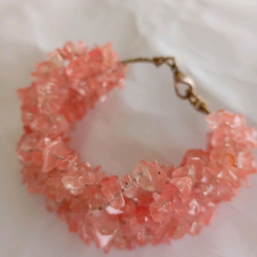 Handmade bracelet new with coral stones, length 19 cm
