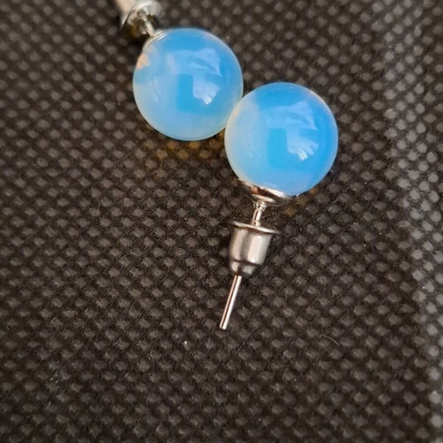 Bubble earrings with natural opal stone new, stud