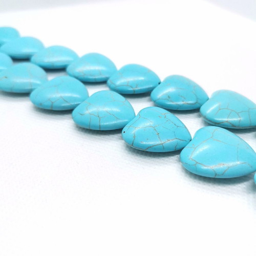 Howlite Heart Beads 26mm Turquoise Cord 16 Pieces New