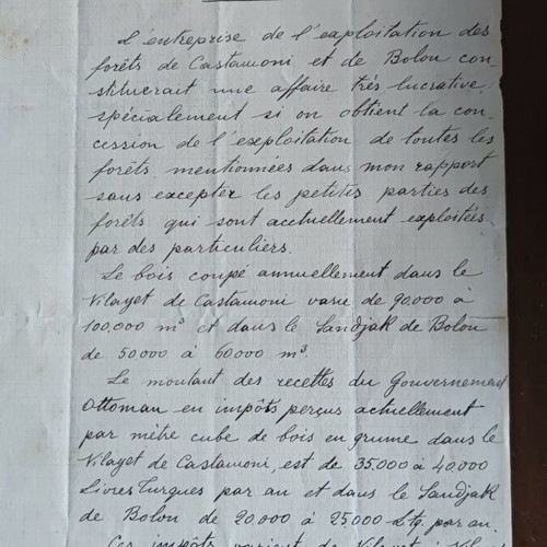 Engineer report Kastamoní 1914 used, French, forestry