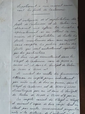 Engineer report Kastamoní 1914 used, French, forestry