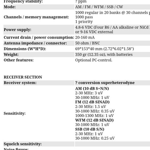 AOR 8000 Radio Scanner used, SSB AM FM 100kHz-1.9GHz