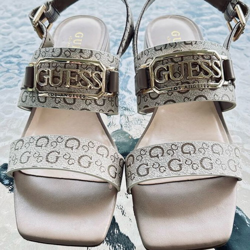 Guess platform sandals like new, size 37, beige and gold