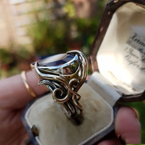 Women's art ring with large citrine new, steampunk style, size 57