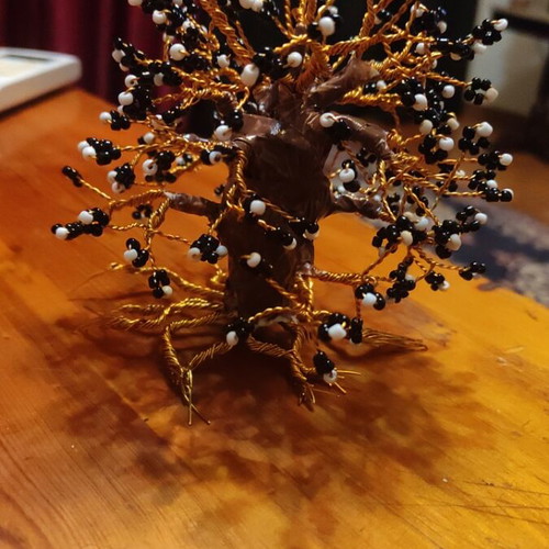 Handmade tree new from copper wire and beads 14cm